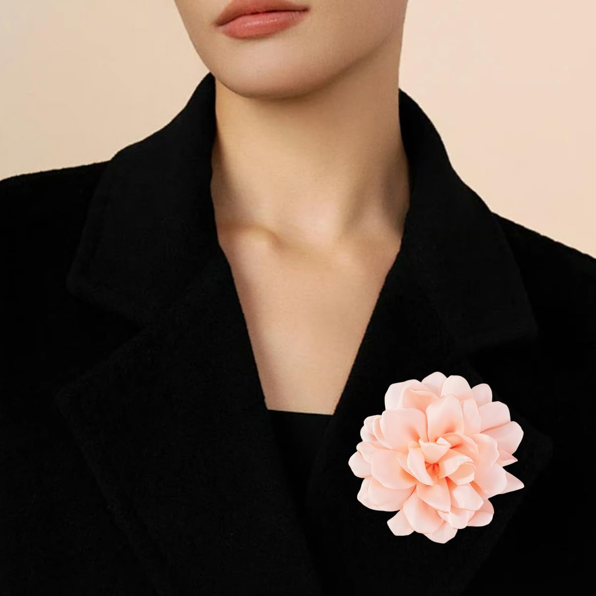 Elegant Large Cloth Flower Brooches Big Camellia Flower Pin for Women Dainty Cloth Fabric Rose Brooches Dress Skirt Scarf Hat Pins Clothing Decoration Accessories (Pink 2)