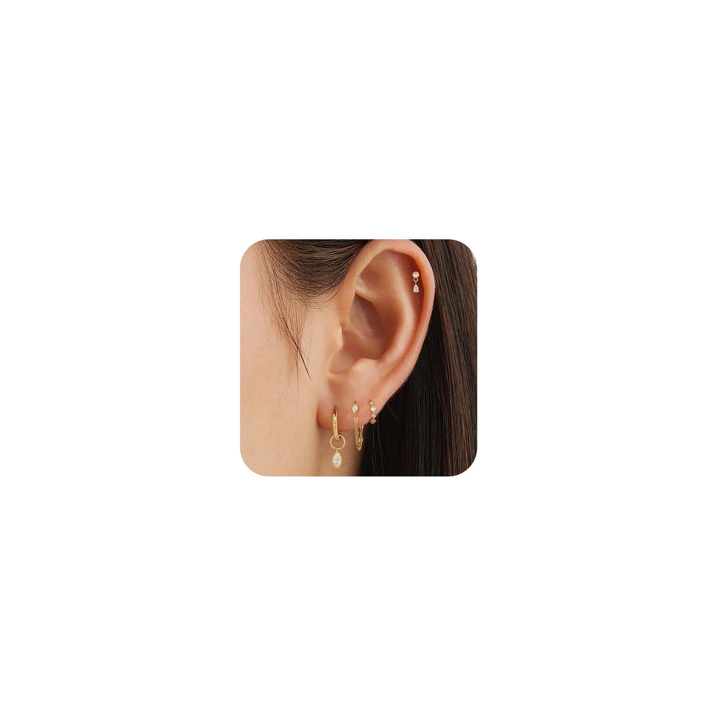 SELFROSE Gold Earrings Set For Women,Dainty Huggie Earring Stack 14K Gold Plated Chain Earrings Hypoallergenic Drop Dangle Earrings for Women Trendy Cute Fashion Small Hoops Fashion Jewelry