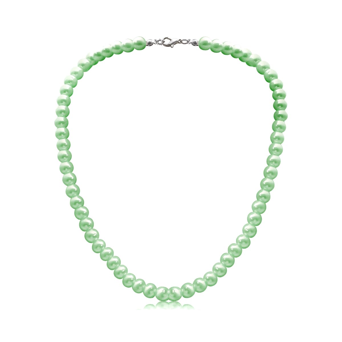 8mm Pearl Choker Necklace Multicolor 1920s Dainty Beads Necklace Costume Prom Party Statement Jewelry for Women-light green