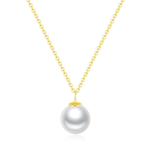 SUNFEEL 925 Sterling Silver Pearl Necklaces for women 14K Gold Plated 10MM Single Pearl Pendant Necklace Gifts for Her Mom Wife Girlfriend Engagement Wedding Birdal Christmas Trendy Jewelry