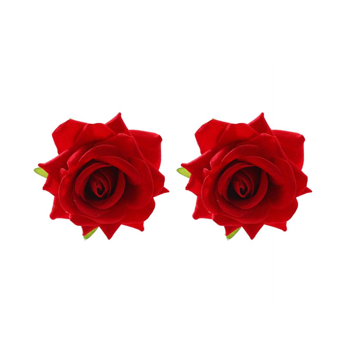 ALRNBY Rose Earrings for Women Flower Earrings Red White Purple Floral Earring Big Stud Prom Jewelry Alt Elegant Jewelry Wedding Bridal Bridesmaid (Red)