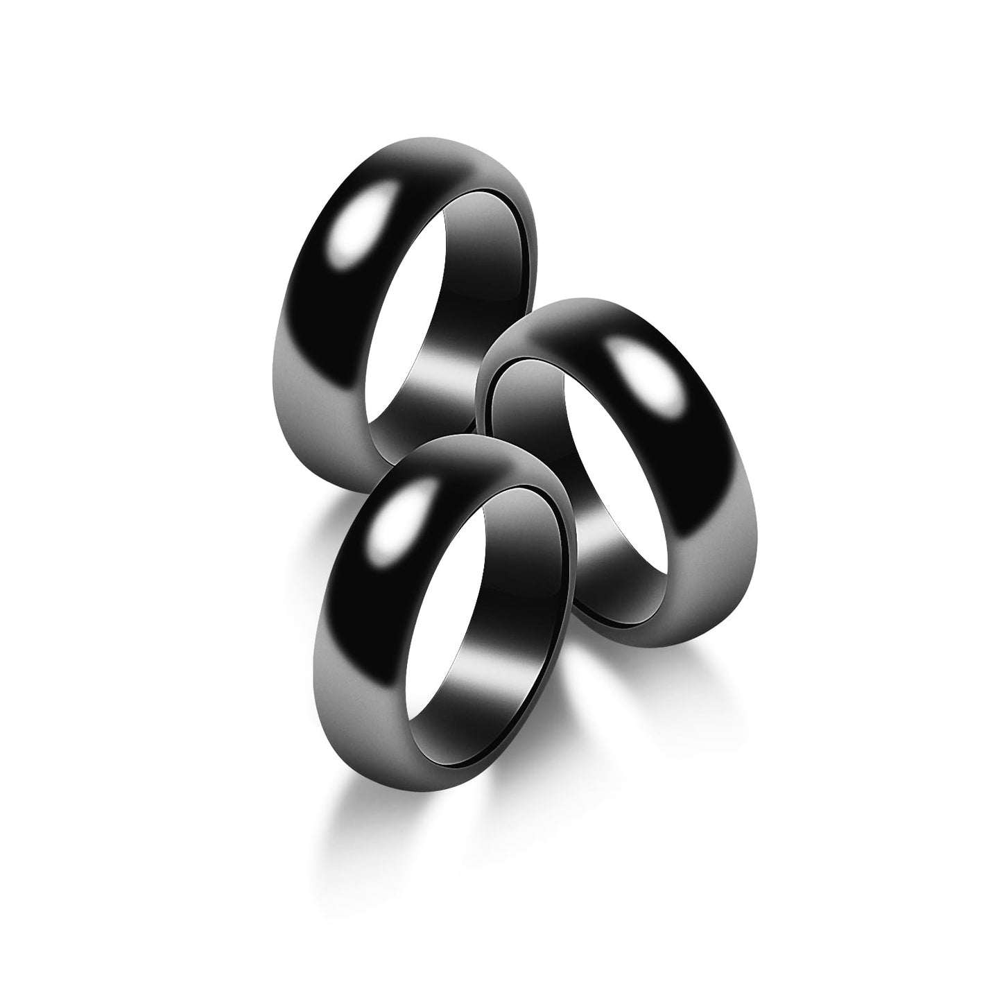 Fashtour Genuine Magnetic Hematite Rings (Set of 3), Black Hematite, for Men & Women, Anxiety Relief, Root Chakra Balance, Absorbs Negative Energies, （Size 10#）
