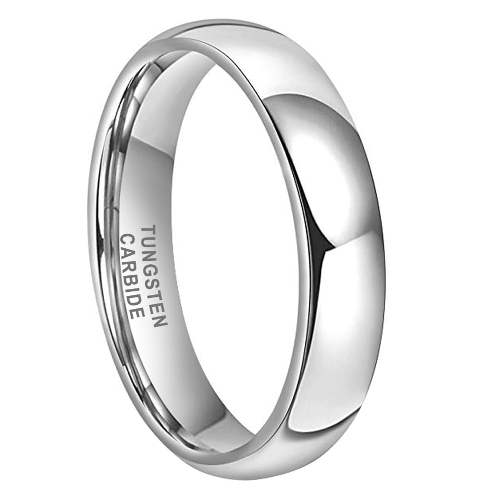 TUTISS 5mm Tungsten Carbide Rings for Men Women Engagement Wedding Bands Domed Polished Shiny Comfort Fit Size 12