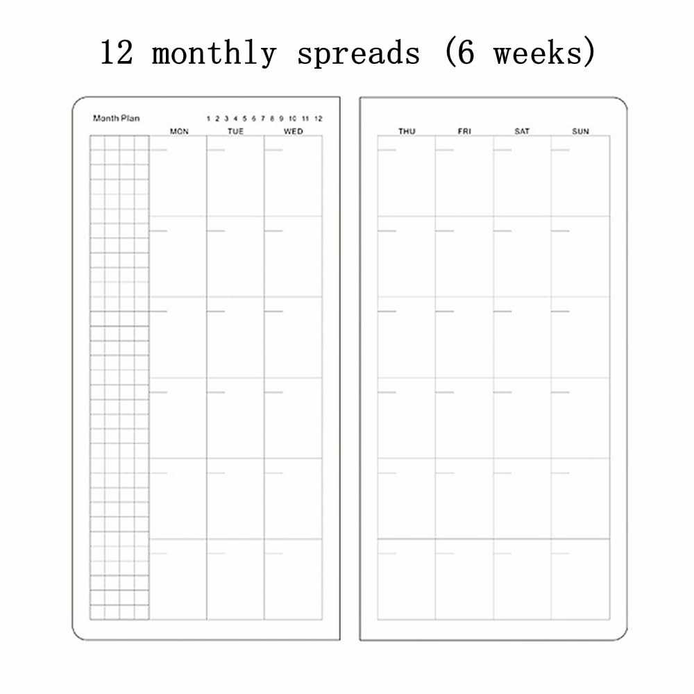 Undated Weekly Planner Notebook Pocket Organizer Appointment Book Journal Notebook A6 Week Plan Notepad (Beige with cover)