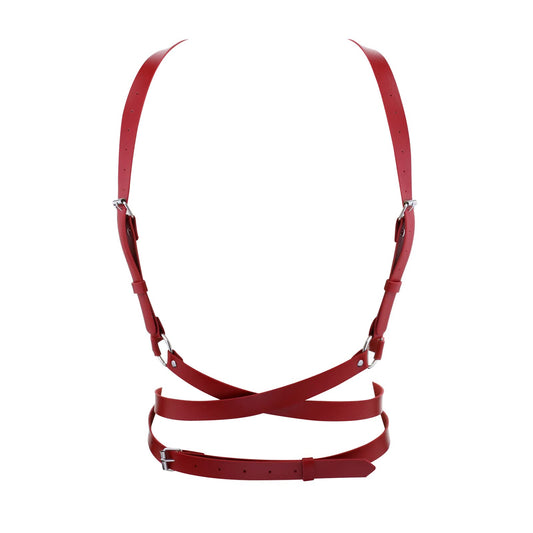 eYLun Women Leather Harness Punk Body Waist Belt - Adjustable Red