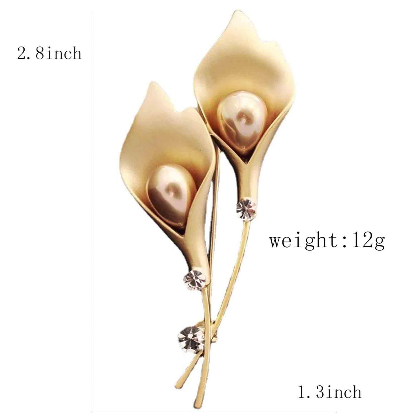 Lily Flower Crystal Brooches Pins Fashion Beautiful Created Rhinestone Pearl Floral Brooch Good Idea for Party Dance Wedding Banquet for Elegant Women Girl (Gold Lily)