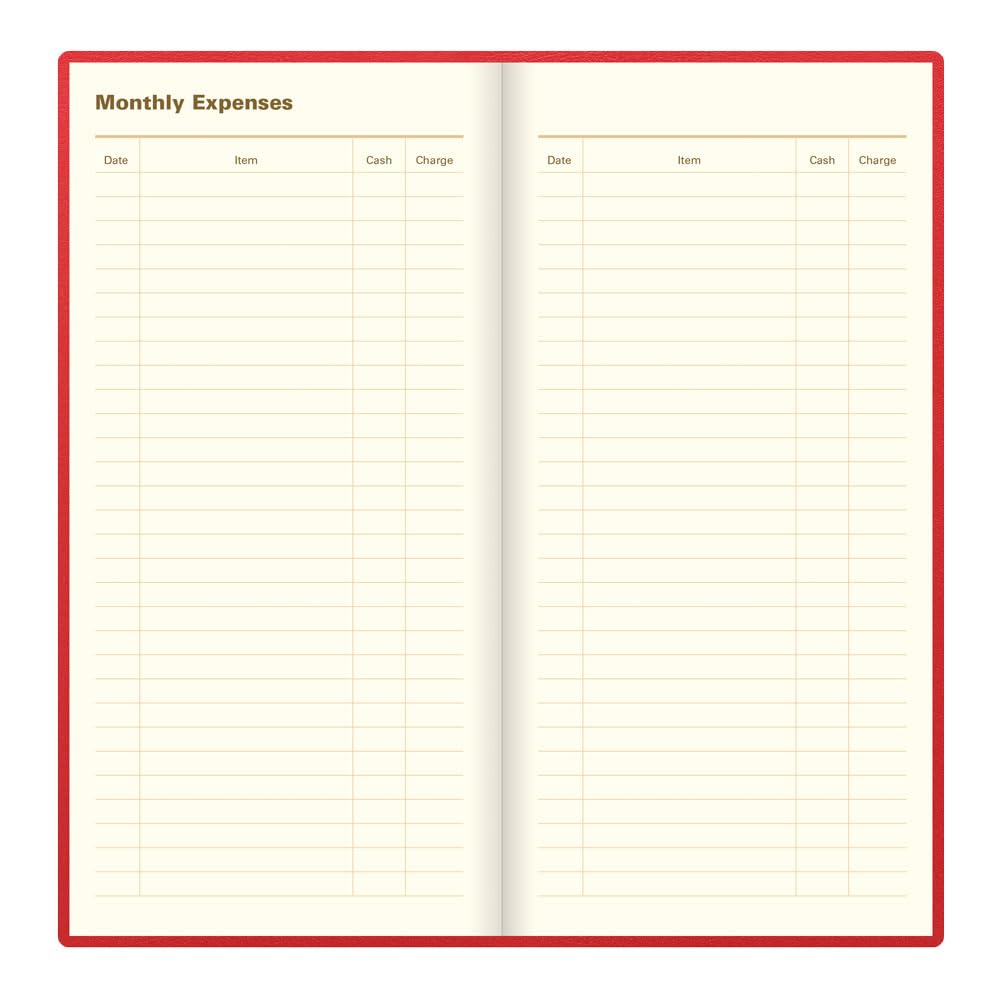 Letts of London® 2026 Belgravia Weekly/Monthly Appointment Book and Planner, 12 Months, January to December, Italian Leather, Vertical, Slim Size, 6.625" x 3.25", English, Red (C33SURD-26)