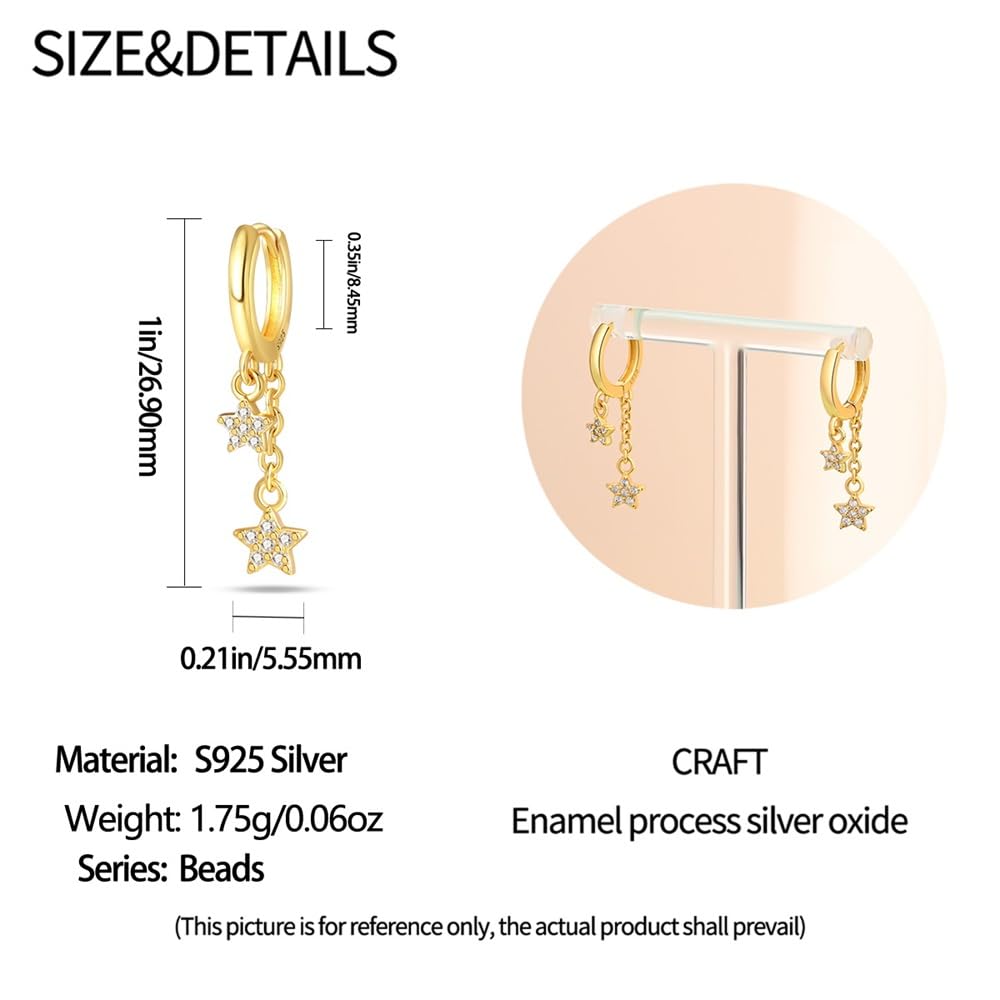 Cycuff 925 Sterling Silver Hoop Earrings Colorful Cubic Zirconia Jewelry Drop Earrings for Women Set Earring Presents for Her