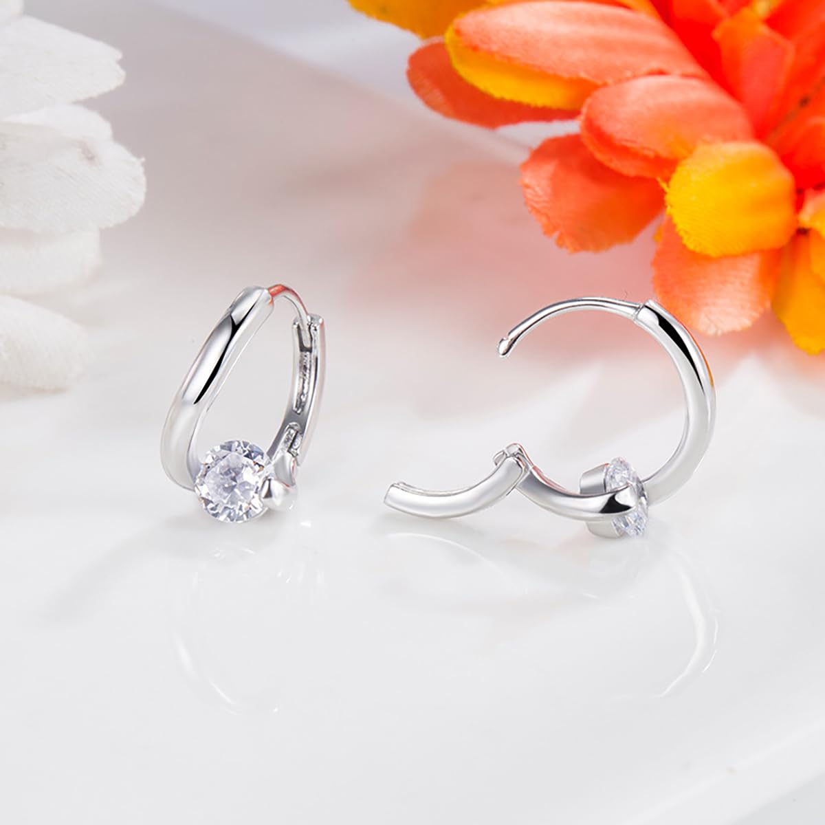 Halolux Lymphvity Germanium Earring for Women Lymphatic Drainage Earring CZ Zircon Acupressure Earrings Atheniz Lymphatic Earrings Dainty Jewelry Gifts (Silver)
