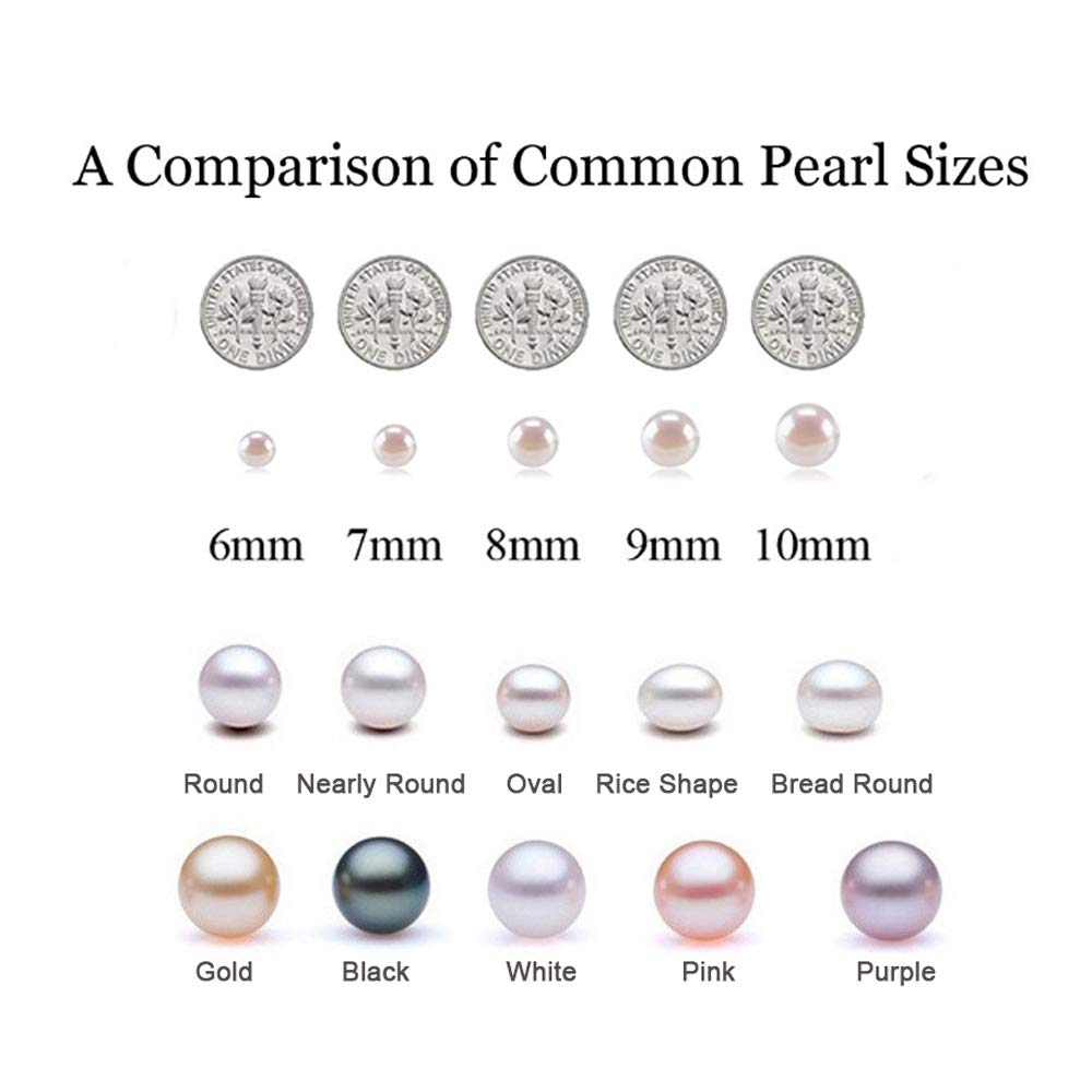 HENGSHENG Pearl Jewelry Set For Women S925 Sterling Silver Necklace & Earrings Set Freshwater Pearl Pendant Cage Set for Wedding Anniversary Prom Birthday Gift - Silvery White