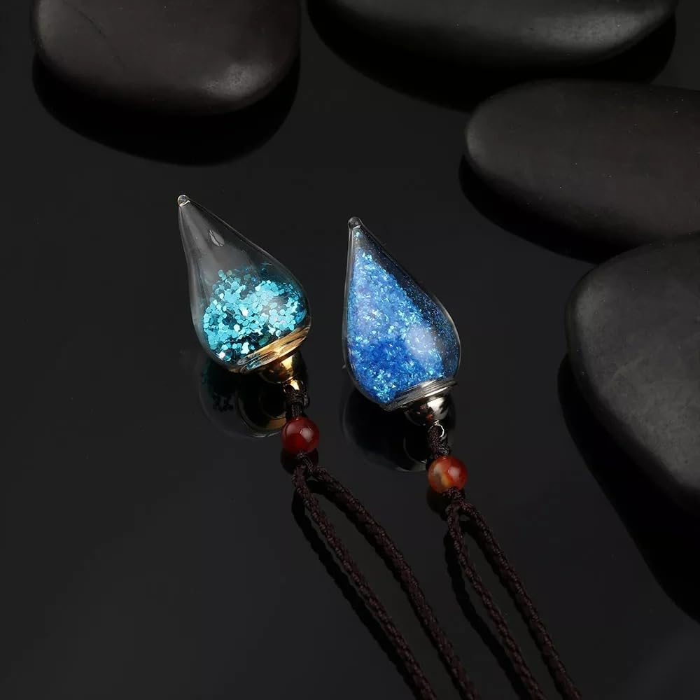 925 Sterling Silver Blood Vial Necklace For Women and Men - Glass Pendant Perfume Bottle Necklace - Water Container Jar Necklaces For Liquid Oil Diffuser Jewelry