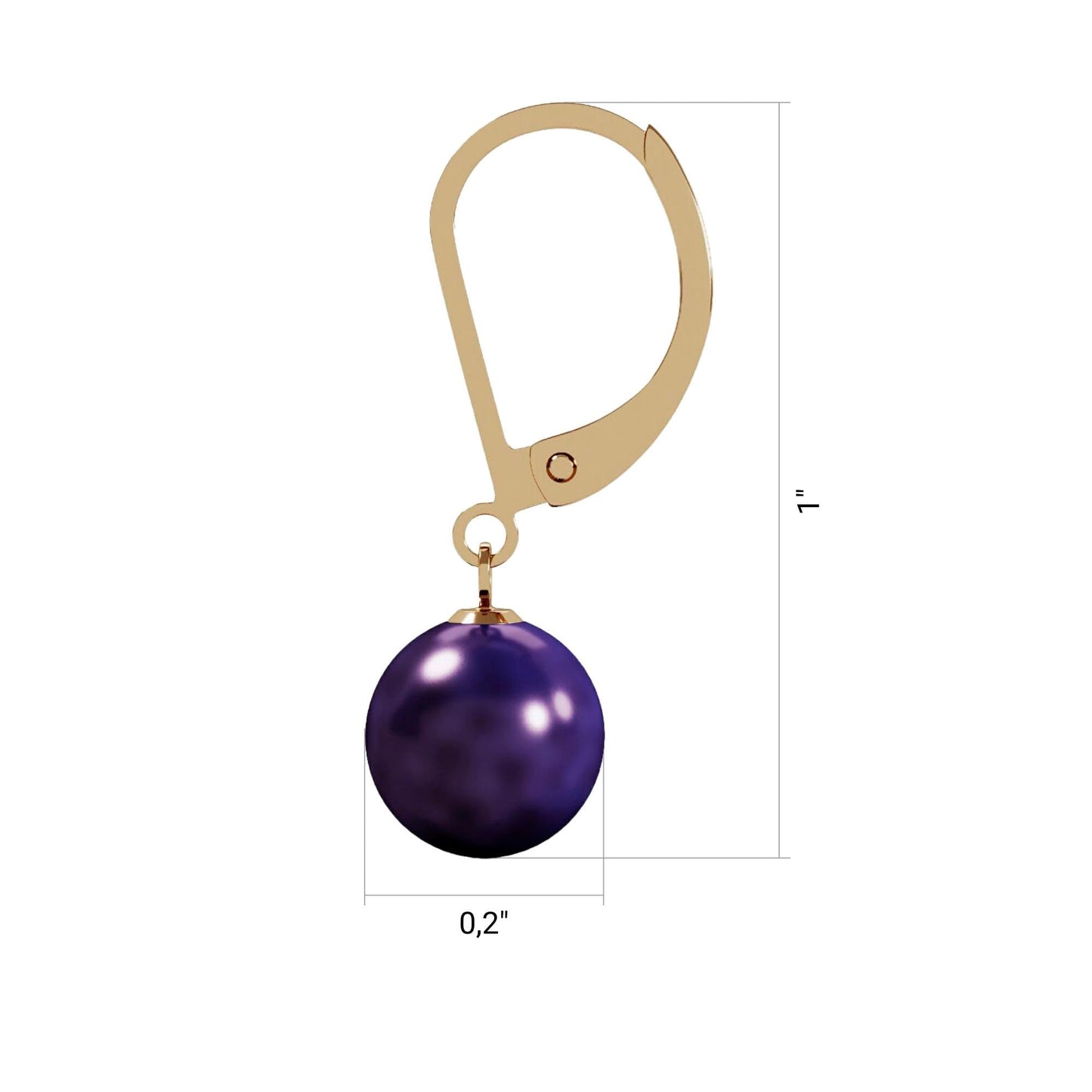 Lova Jewelry Pearl Drop Earrings Leverback Hoop Earrings for Women (Midnight Plum)