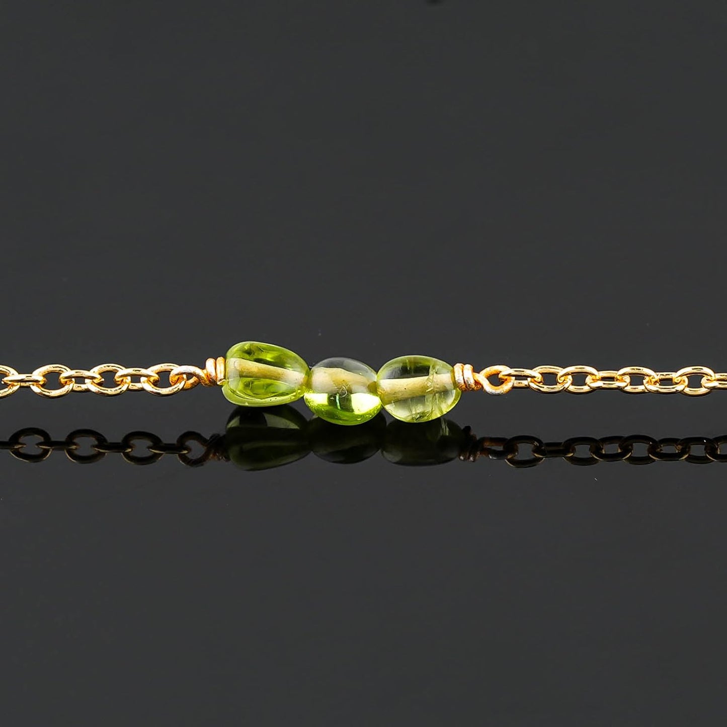 CRYSTALINES Natural Green Apatite Gemstone Nuggets Beads, Handmade Station Dangle Star Charms Anklet, 14K Gold Plated, Adjustable Fashion Boho Jewelry for Women, Healing Crystals, Christmas Gift