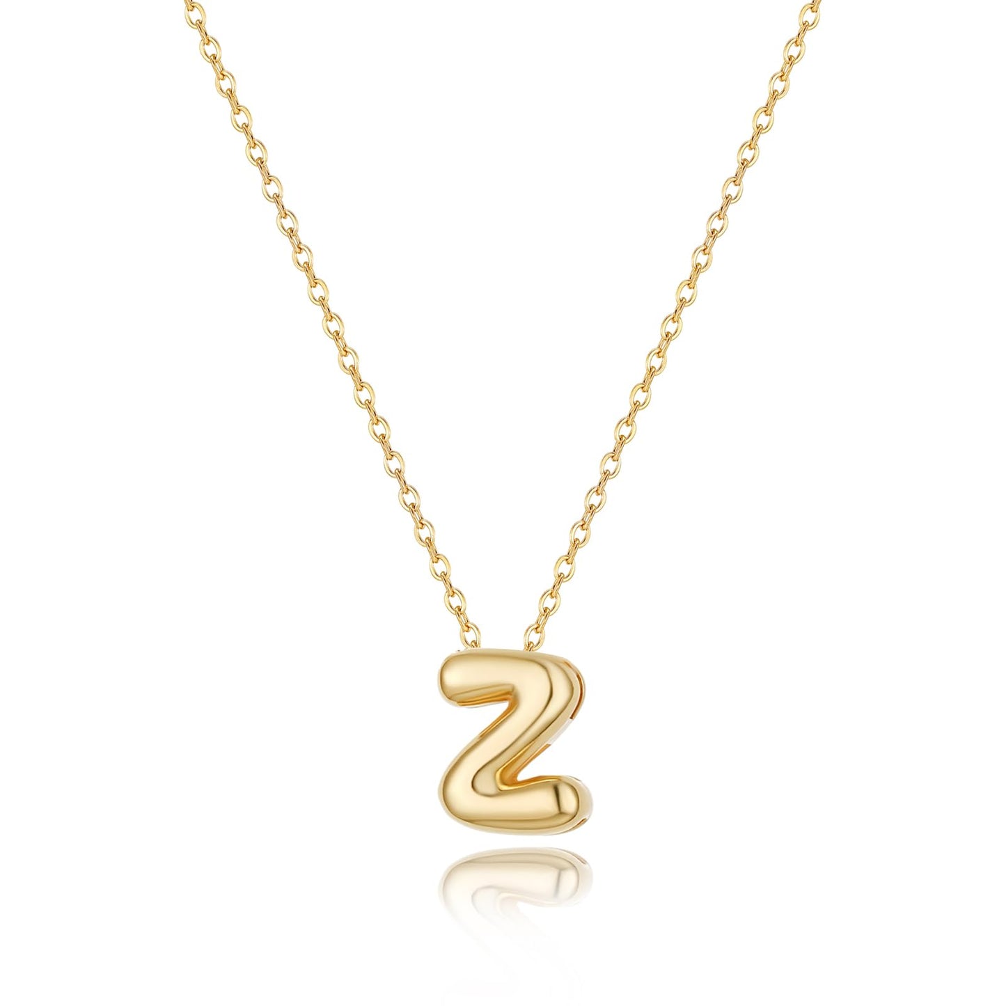 CUEZIY 14K Gold Plated Bubble Letter Necklace Initial Necklaces for Women Dainty Personalized Charm Pendant Name Necklace Cute Non Tarnish Fashion Accessories Teen Gift Trendy Stuff Jewelry Gifts