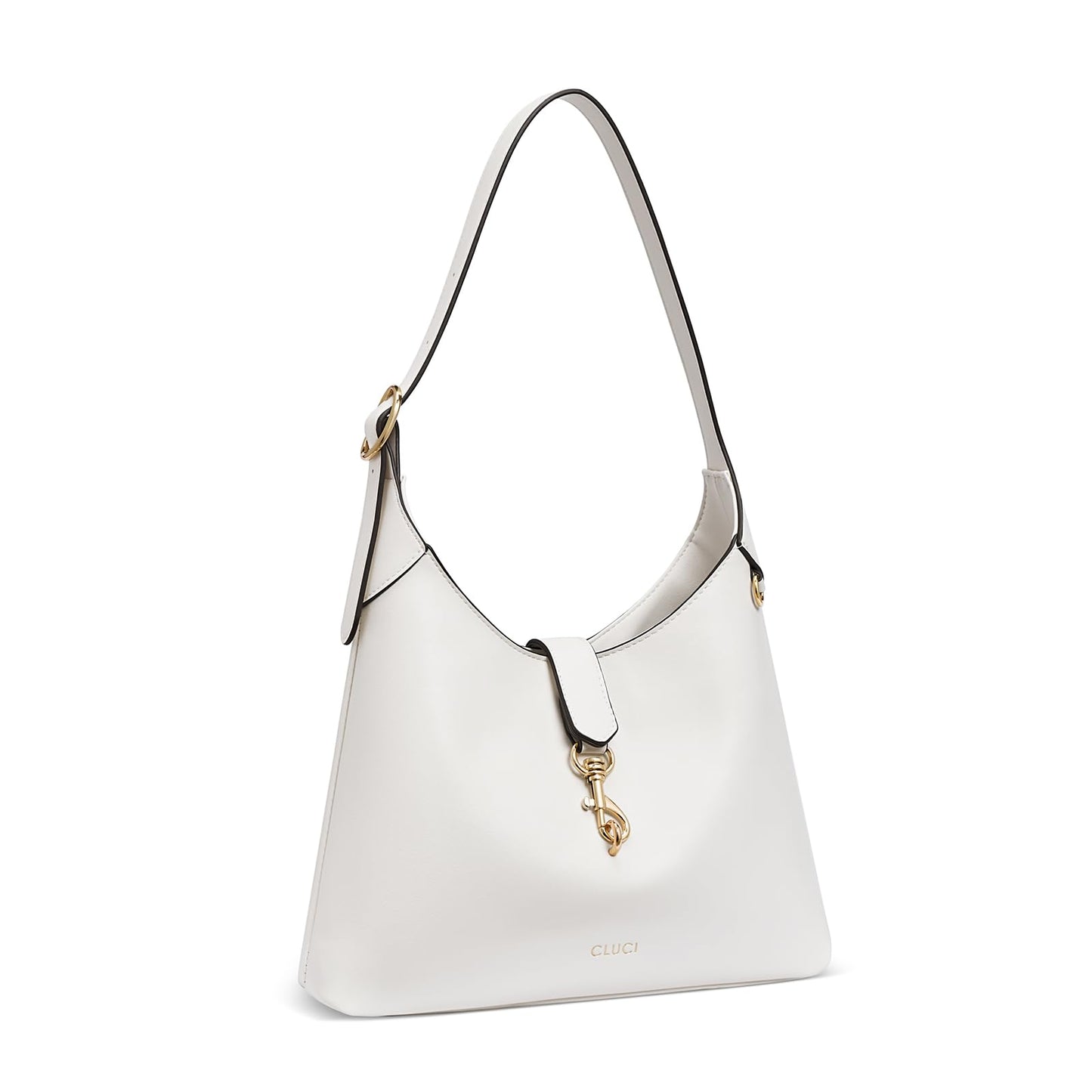 CLUCI Womens Purses and Handbags, Soft Vegan Leather Hobo Bags with Adjustable Strap, Lightweight Slouchy Shoulder Bag White