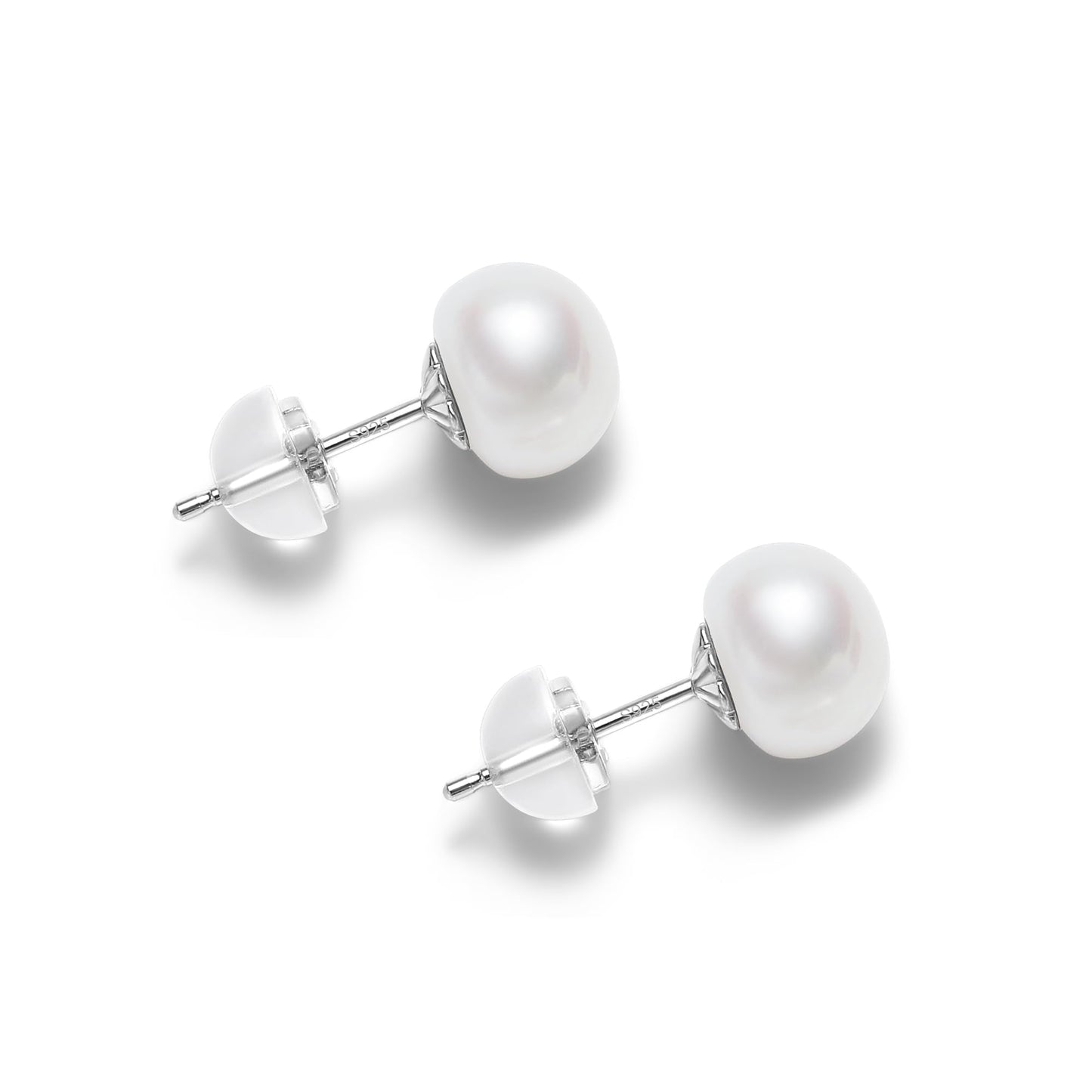 COYATE Pearl Earrings Sterling Silver White Freshwater Pearl Stud Earrings for Women Hypoallergenic 6-6.5mm Simple Elegant Jewelry Gift for Her,Mother,Bride,Friend