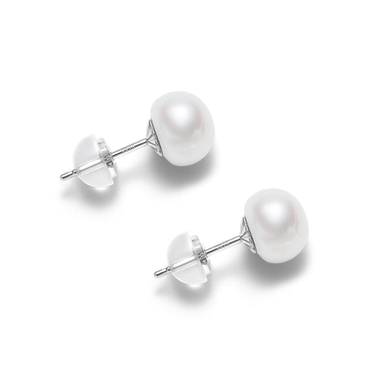 COYATE Pearl Earrings Sterling Silver White Freshwater Pearl Stud Earrings for Women Hypoallergenic 6-6.5mm Simple Elegant Jewelry Gift for Her,Mother,Bride,Friend