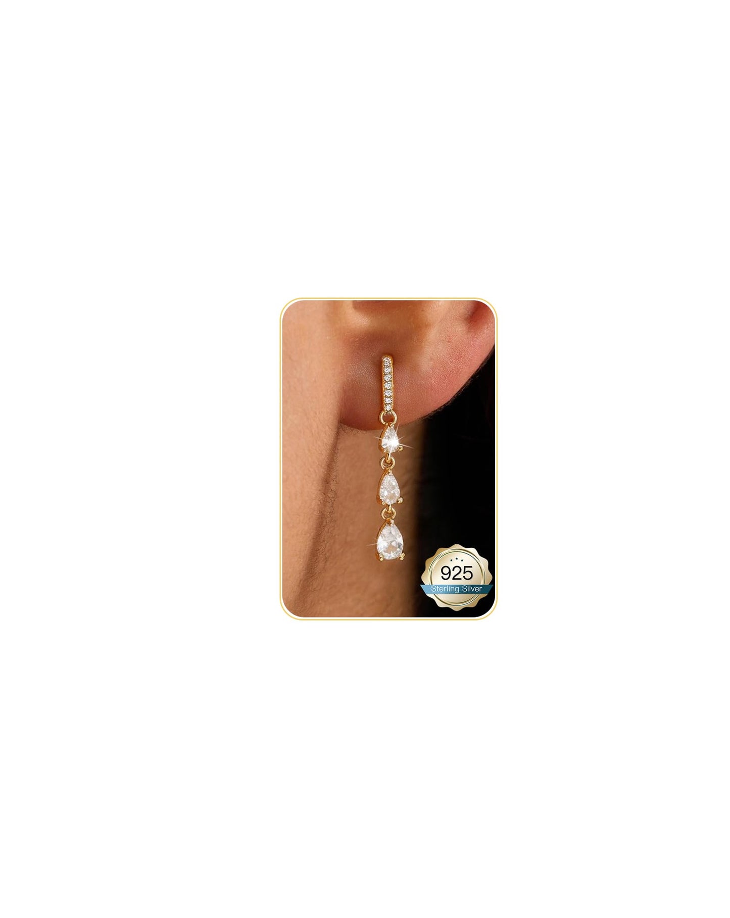 Asdecy Gold Dangle Earrings for Women Trendy 14K Gold Plated Brides Drop Dangle Cubic Zirconia Elegant Prom Bridal Bridesmaids Wedding Anniversary Dangling Jewelry