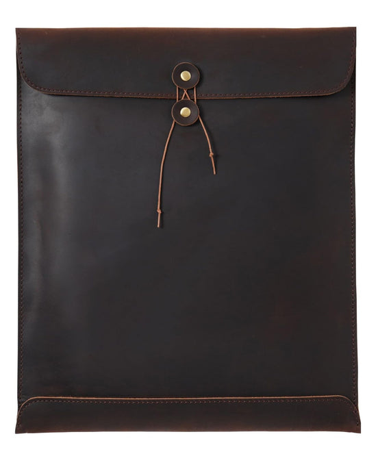 Genuine Leather Mailing Envelope Document Holder, A4 Gummed Folder Case for Men and Women, Vintage Vertical Protector, Office Padfolio, Desk Accessories