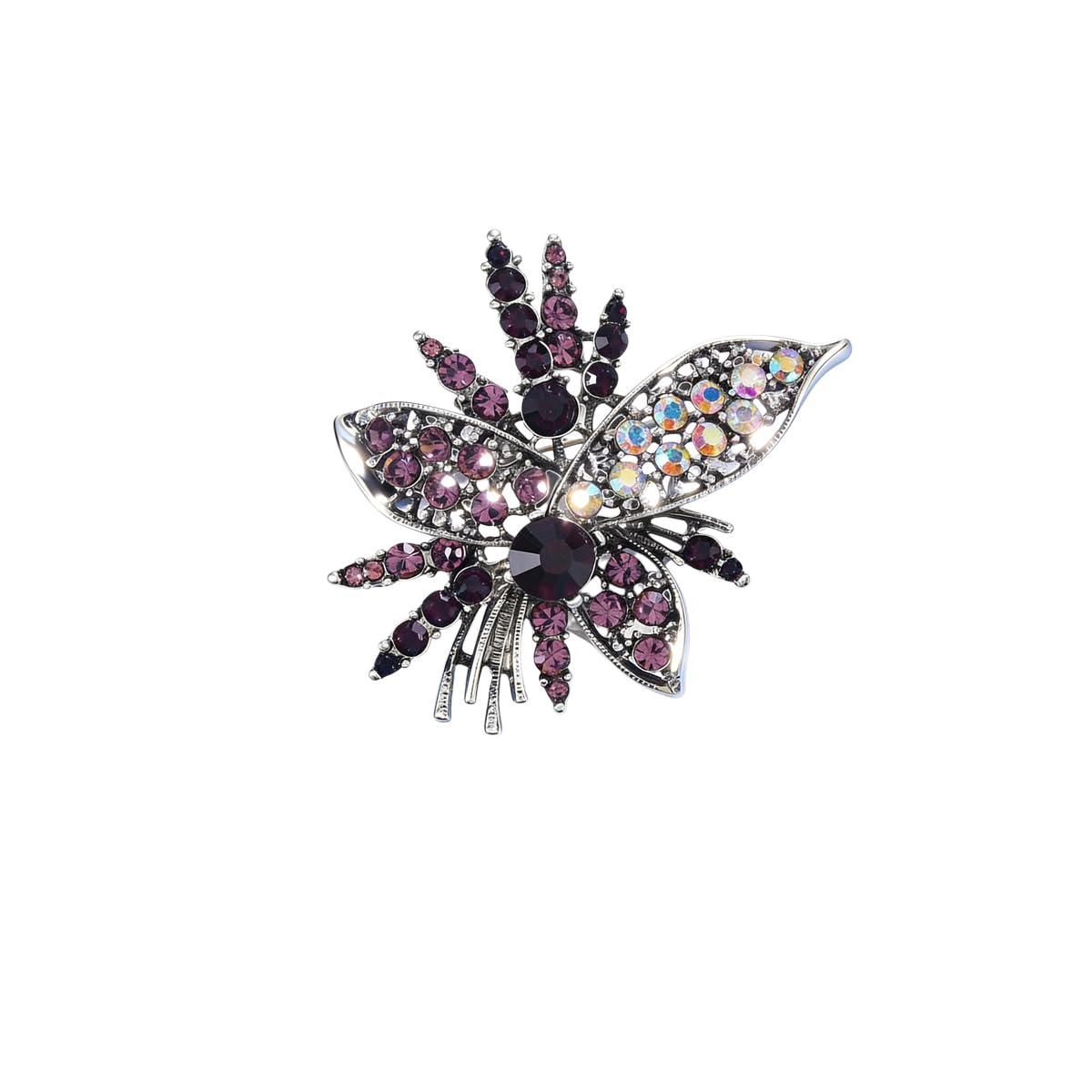 Rhinestone Sunflower Brooch Pin for Women Red Black Purple Large Flower Broochs Snowflake Brooch Marquise Wreath Brooches Jewelry (Purple brooch E)
