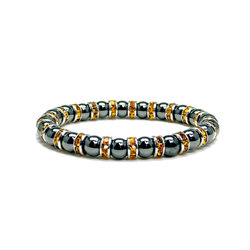 Accents Kingdom Magnetic Bracelet Women's Tuchi Simulated Pearl Hematite Magnetic Therapy Bracelet with Simulated Citrine Crystal, 7.5"