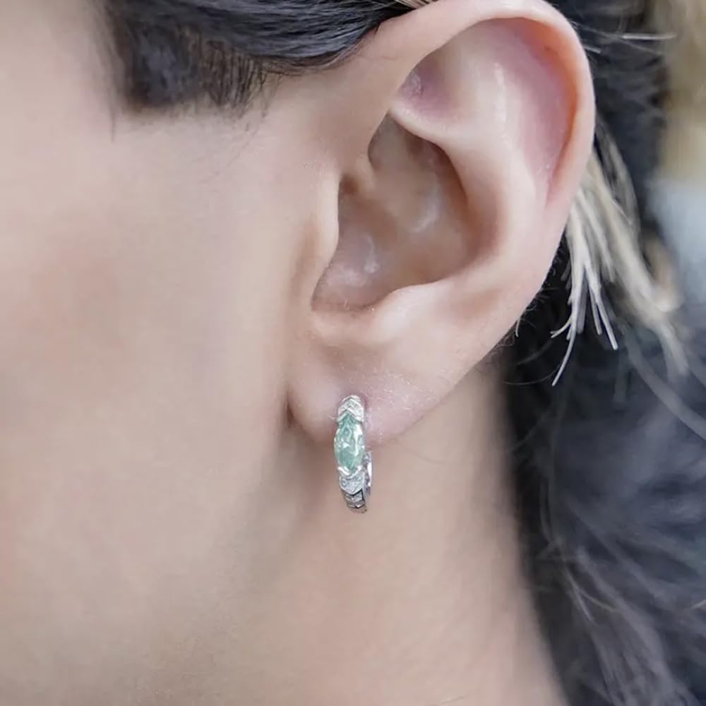 Lymphatic Drainage Slimming Hoop Earrings, Titanium Ion Lymphvity Germanium Earring Acupuncture Therapy Hoop Moissanite Earrings Jewelry for Women Men (light green)