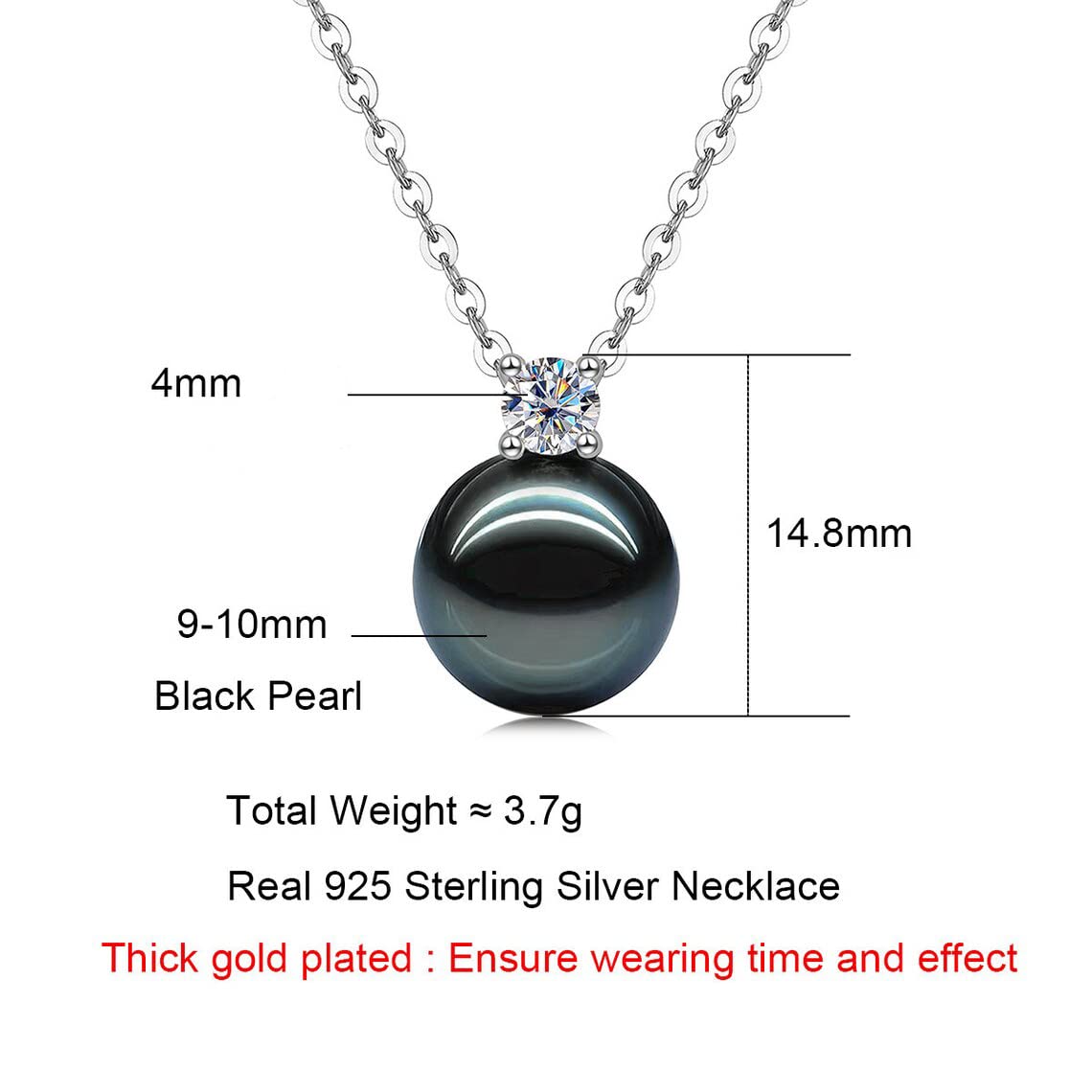 NONNYL Anniversary Birthday Gfits for Wife - Tahitian Black Pearl Necklace- Gifts for Women Mom Girlfriend Her Christmas Mothers Day Valentine's Day Fine Jewelry Gifts Real 9-10mm Pearls Pendant