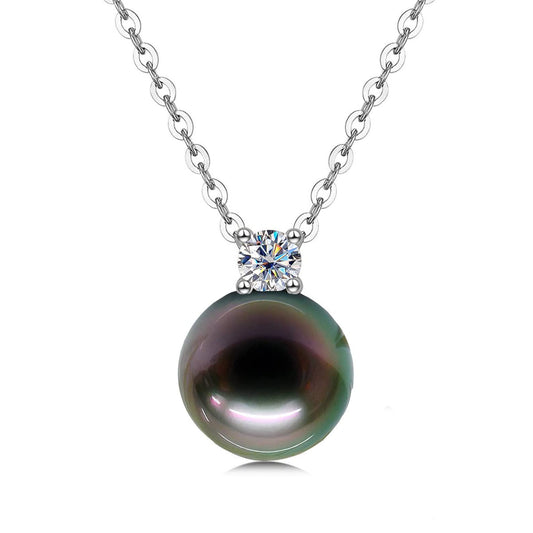 NONNYL Anniversary Birthday Gfits for Wife - Tahitian Black Pearl Necklace- Gifts for Women Mom Girlfriend Her Christmas Mothers Day Valentine's Day Fine Jewelry Gifts Real 9-10mm Pearls Pendant