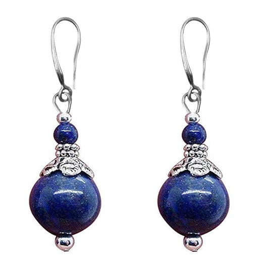 Turquoise Earrings for Women Double Lapis Lazuli Drop Earring Round Bead Navy Blue Earrings Dangle Fashion Jewelry Gift