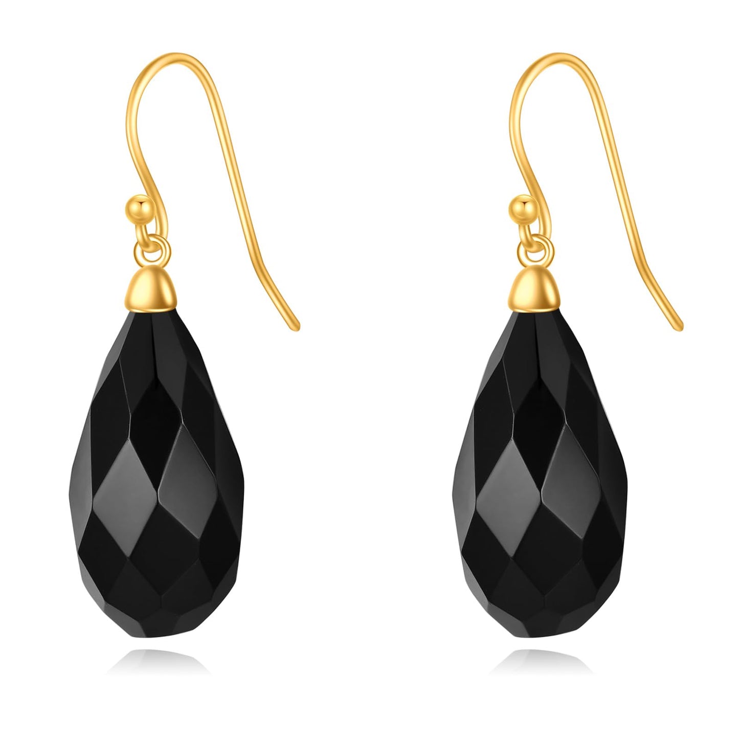 Black Onyx Drop Dangle Earrings for Women Sterling Silver 18K Yellow Gold Plated Black Onyx Dangle Earrings Jewelry Gifts