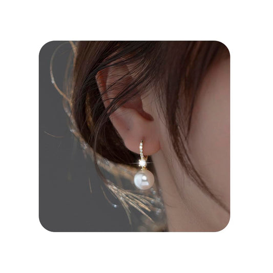 Pearl Earrings for Women Gold Dangle Pearl Earrings 14K Gold Plated Drop Earring for Women Trendy Dangling Earring Beach Party Earings Elegant Dangly Earings Wedding Bridal Jewelry for Gift ﻿