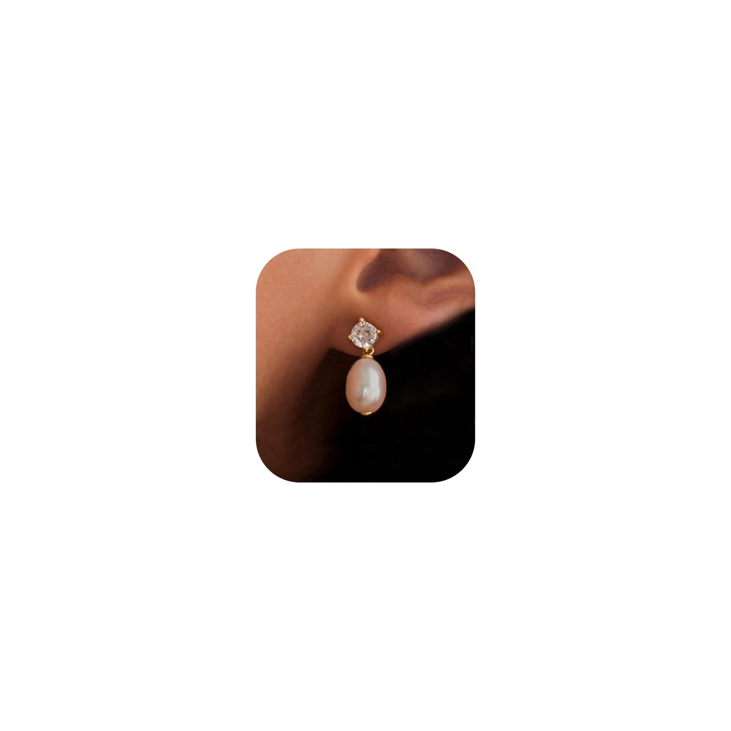 PRTGL Pearl Earrings: 14k Gold-plated Cubic Zirconia Pearl Drop Wedding Engagement Earrings For Women Bridal Bridesmaid