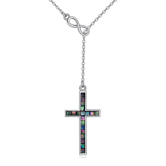 YFN Cross Necklace Sterling Silver Infinity Cross Pendant Lariat Y Jewelry Religious Gifts for Women Men