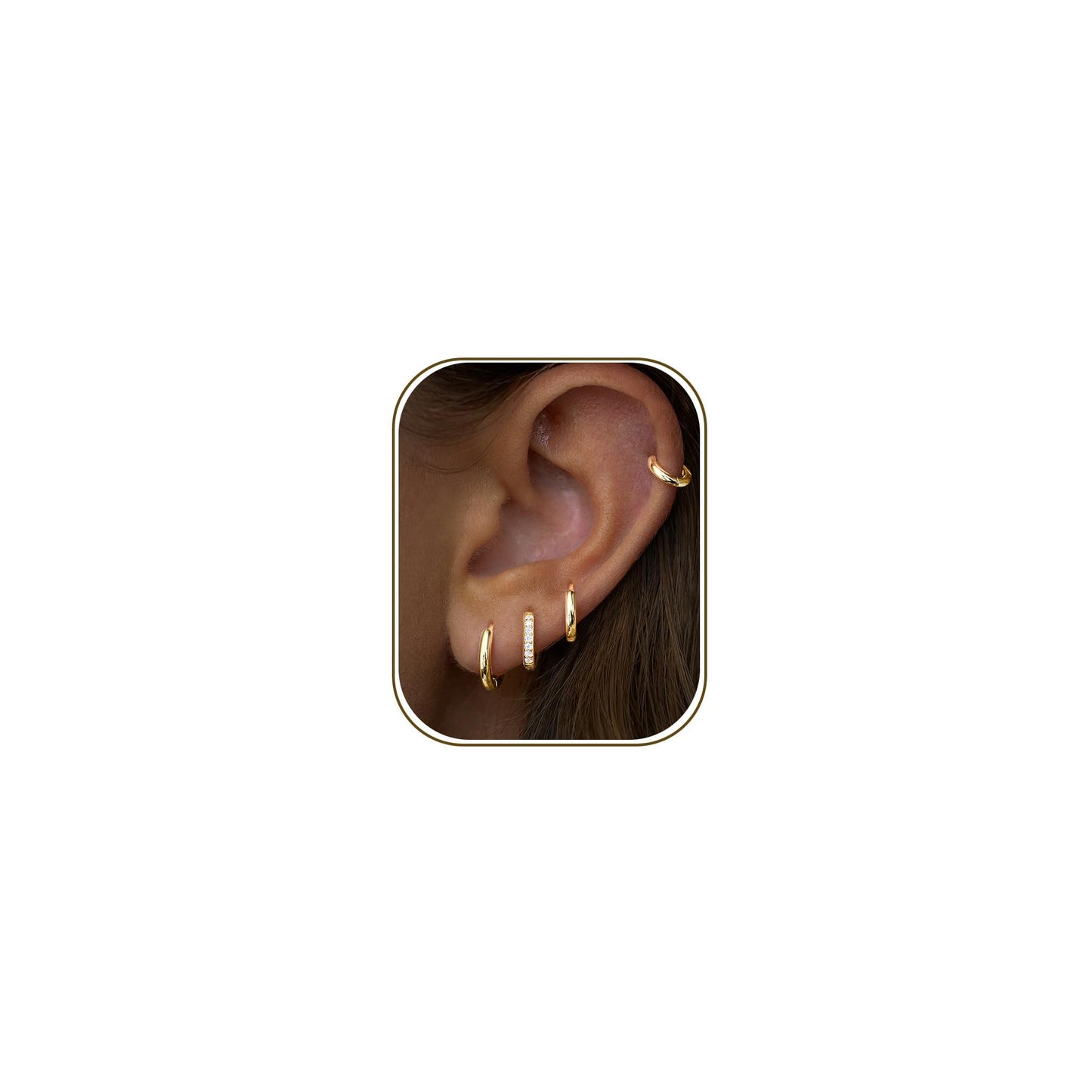 Gold Hoop Earrings for Women Trendy 14K Gold Plated Small Huggie Cartilage Hypoallergenic Earring Stacks for Sensitive Ears Helix Conch Tragus Hoop Earring Sets for Multiple Piercing Jewelry Gifts Clip On