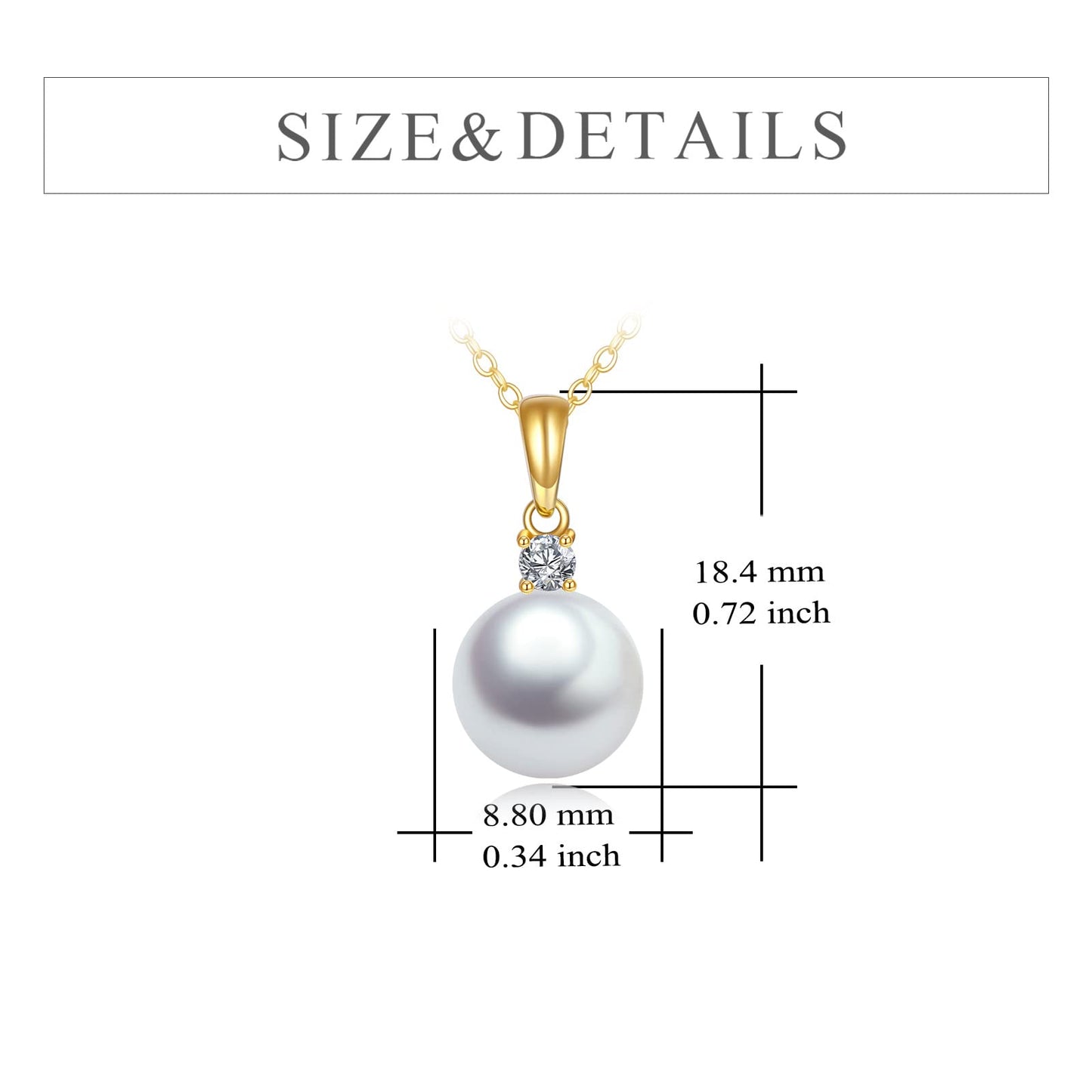 14K Gold Pearl Pendant Necklace for Women (Freshwater Cultured Pearl), Real Gold Present Jewelry Gifts for Wife Girlfriend Mother Mom, 16"-18" (1-yellow gold)