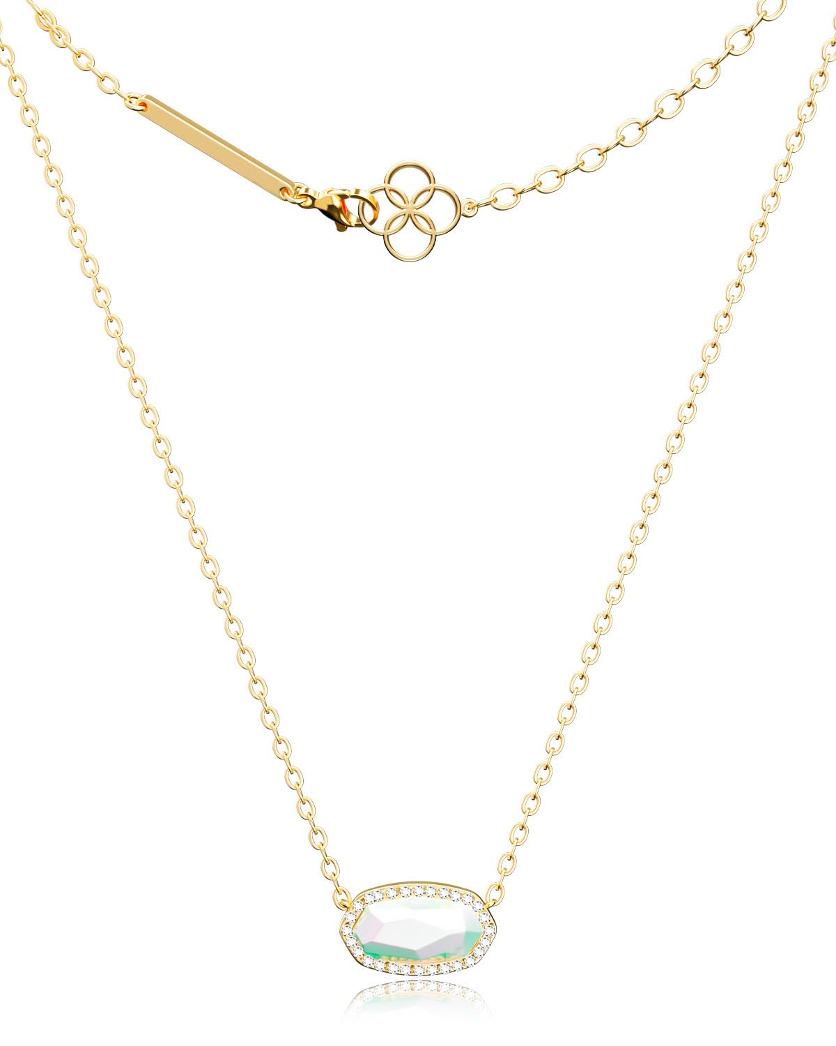 AICase 18K Gold Plated Pendant Necklace for Women,Diamond Rhinestone Dainty Fashion Jewelry,Anniversary Wedding Birthday Gifts for Women/MoM/Sister/Friends/Her/Wife/Grandma/Coworker_White