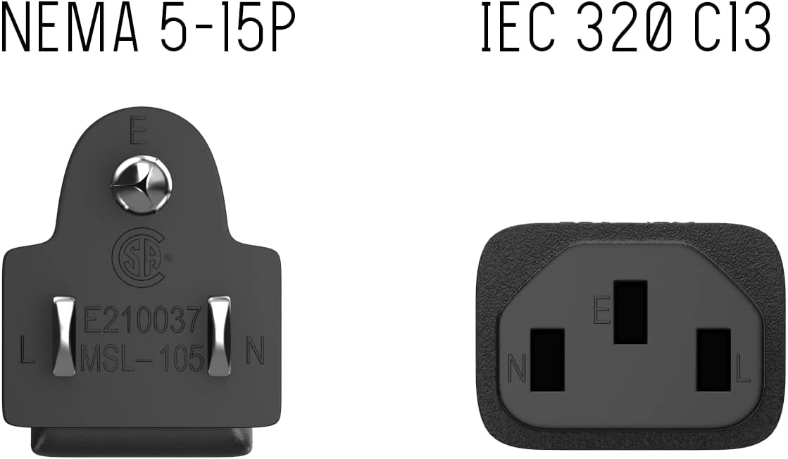 Cable Leader 4ft 18 IEC320 C13 5-15P, AWG Universal Power Cord to NEMA Extension Power Cord, Compatible with Computers