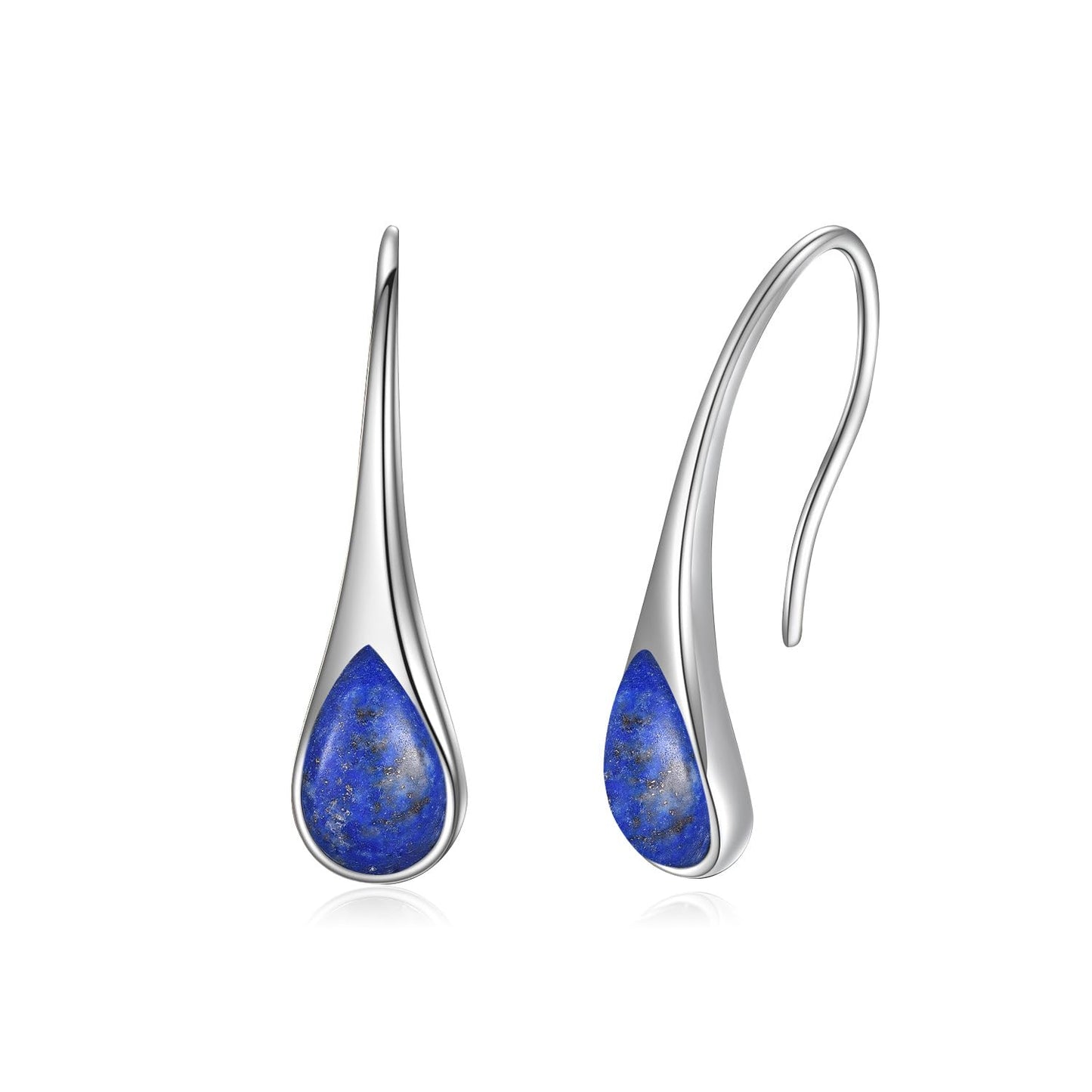 925 Sterling Silver Teardrop Earrings with Lapis Lazuli, Hypoallergenic Pear-Shaped Dangle Drop Earrings for Women