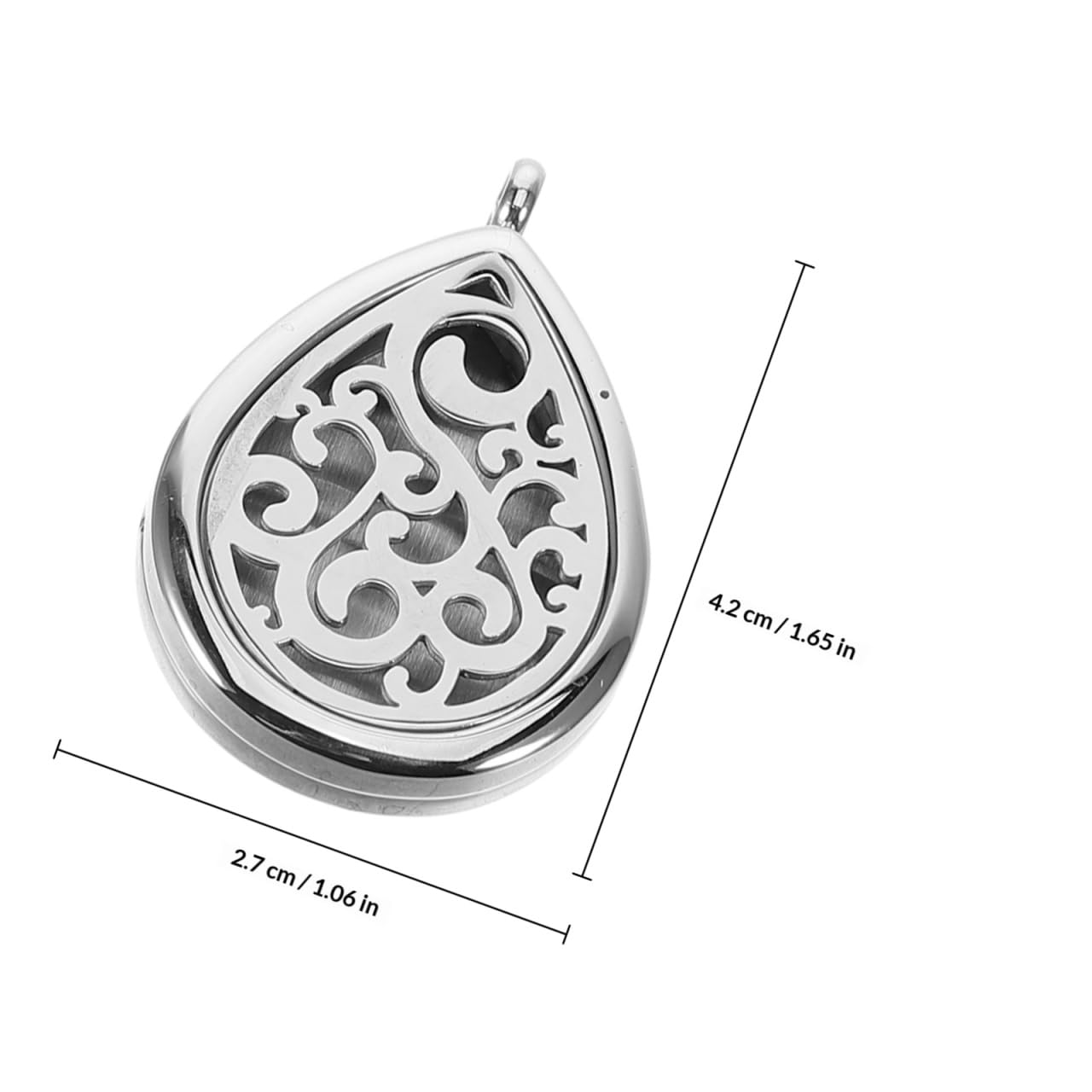KONTONTY Hollow Out Stainless Steel Aromatherapy Pendant Necklace for Women Essential Oil Diffuser Jewelry Tear Drop Shape with Perfume Locket for Moms