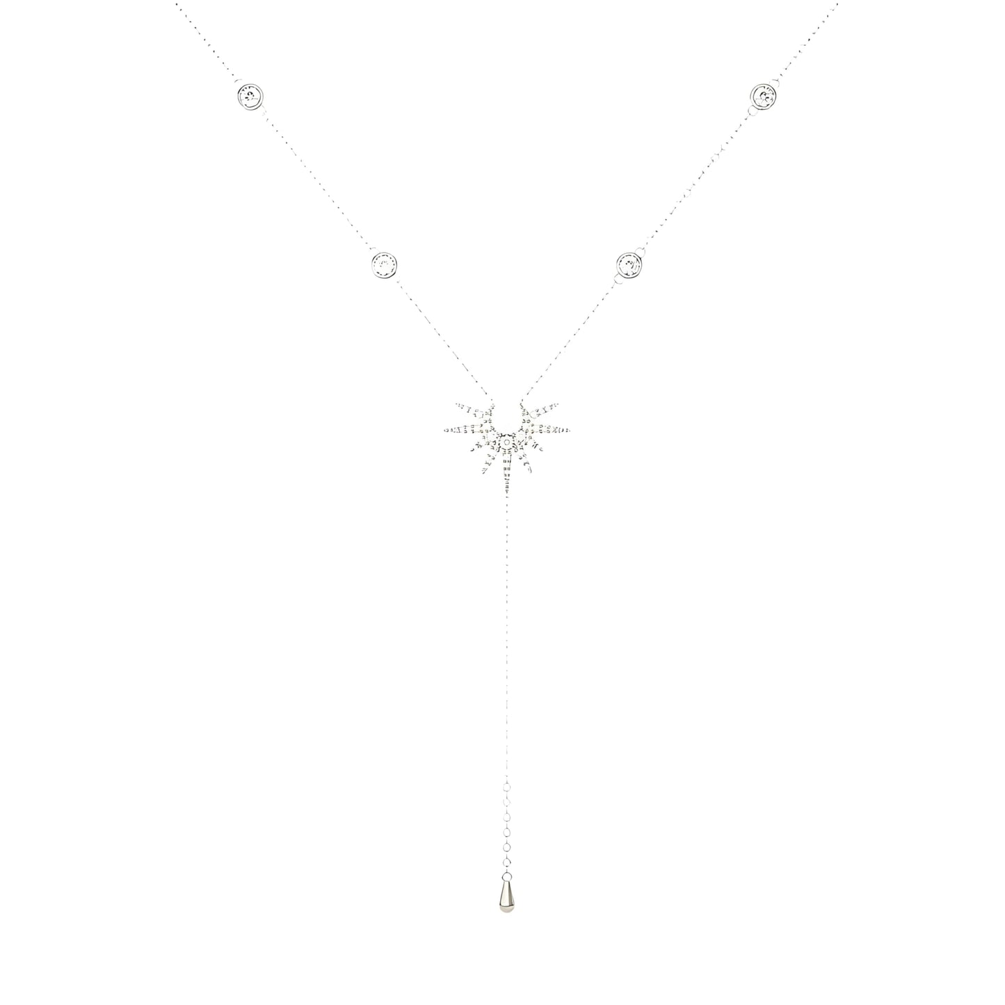 925 Sterling Silver Lariet Necklace, 14K Yellow Gold Long Y Necklace with Zircon Geometric Long Pendant Necklace for Women, Vintage Charm Silver Lariat Jewelry Accessories (G Silver - Lariat Necklace)