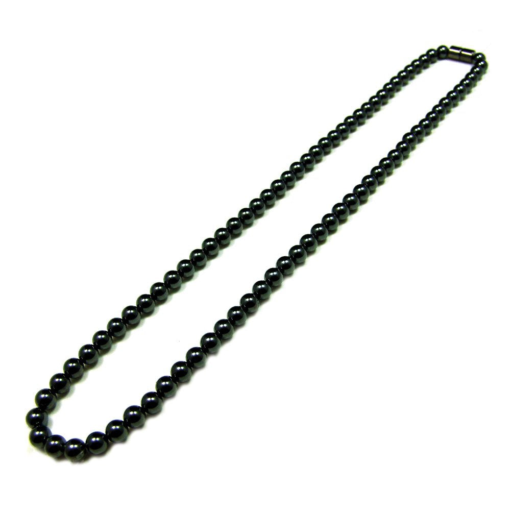 Accents Kingdom Men's Magnetic Hematite Therapy & Healing Stone with Round Beads Necklace, 24"