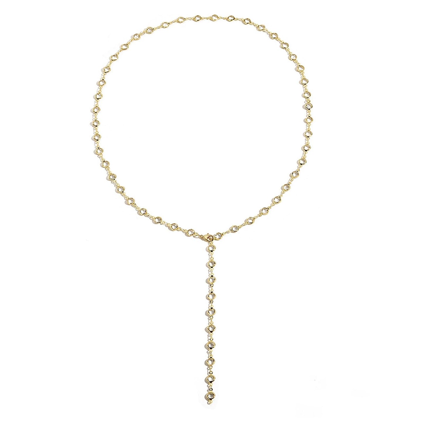 Long Lariat Necklace for Women Dainty 14K Gold Pearl Pendant Necklaces Adjustable Cubic Zirconia Y Necklace Jewelry Gifts