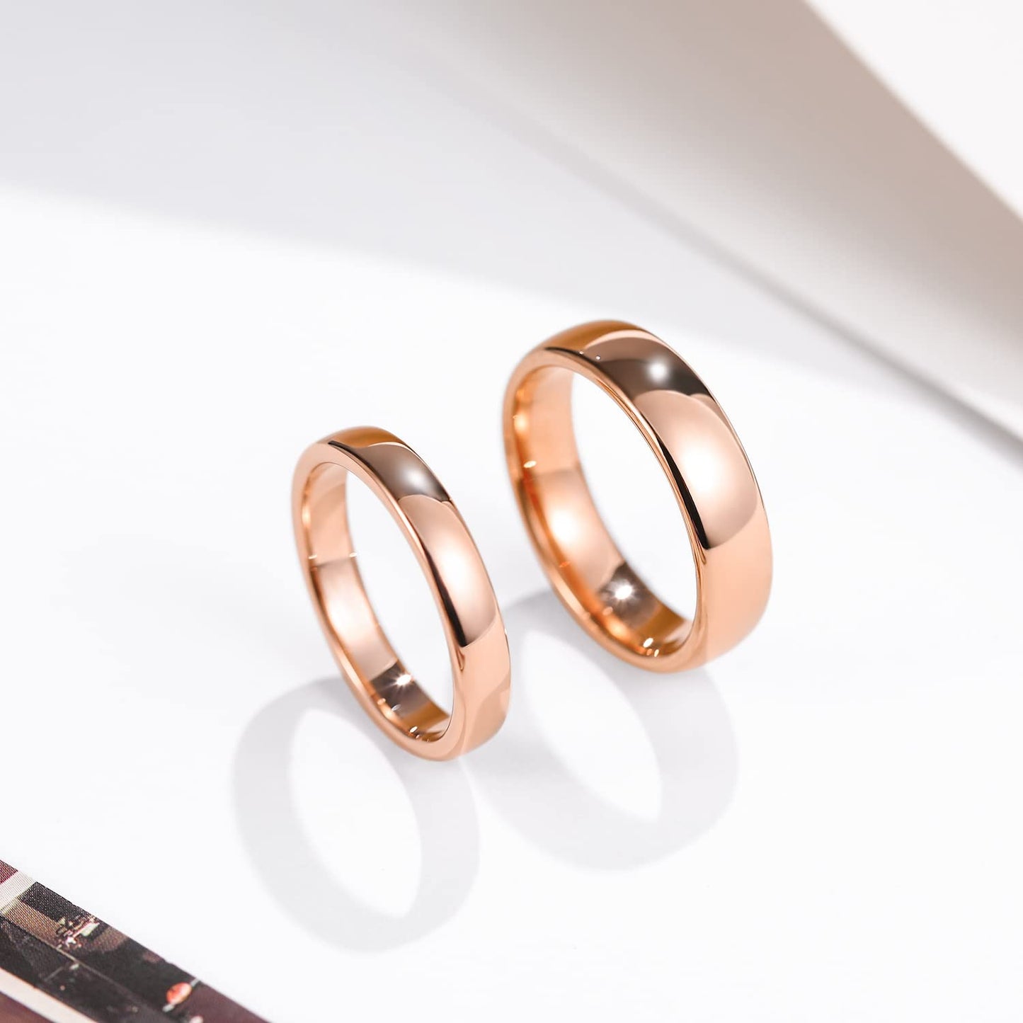 Greenpod 4mm Tungsten Rings for Women High Polished Plain Dome Rose Gold Plated Classic Wedding Band Comfort Fit Size 5
