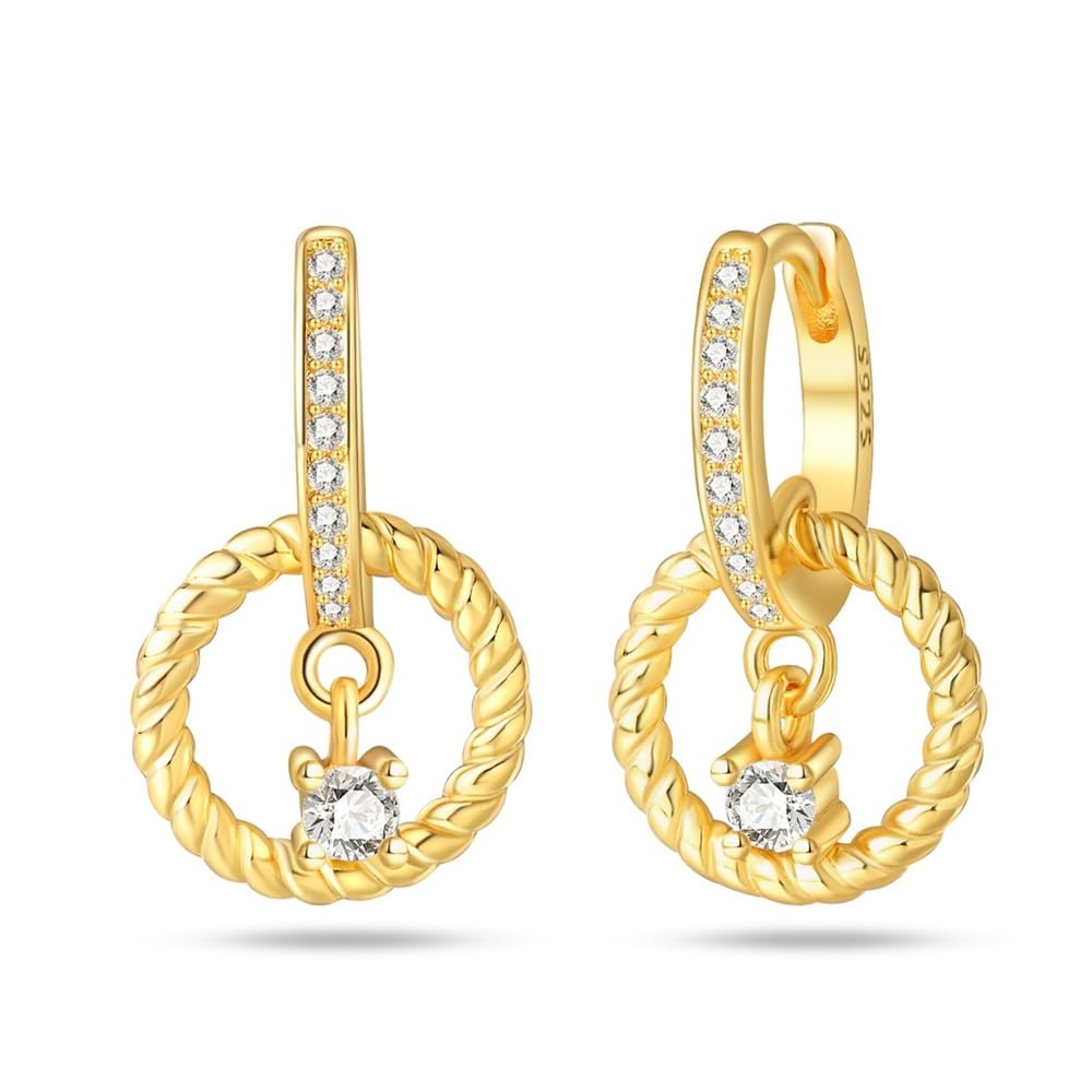 Cycuff 925 Sterling Silver Hoop Earrings Colorful Cubic Zirconia Jewelry Drop Earrings for Women Set Earring Presents for Her