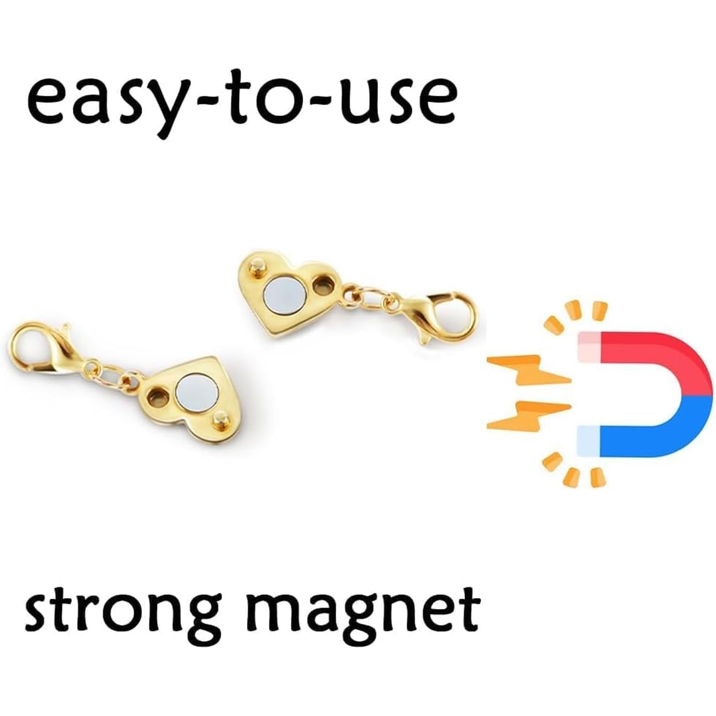 Magnetic Clasp Converter, Heart Design Lobster Clasps for Necklaces and Bracelets, Gold and Silver (3golden+3silvery)