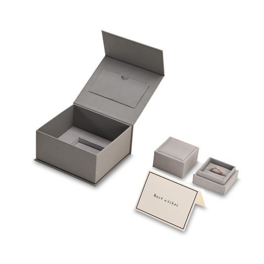 Oirlv Ring Gift Box with Lid Magnetic Gray Boxes for Wedding Proposal Gift Birthday Present with Card(Gray)