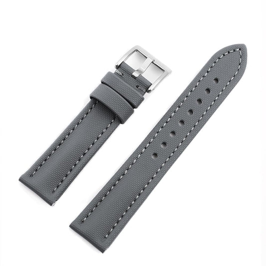 Onthelevel Water Resistant Oxford Fabric Watch Strap 18mm 20mm 22mm Sailcloth With Leather Back Lining Quick Release Watch Band Replacement (Gray, 20mm)