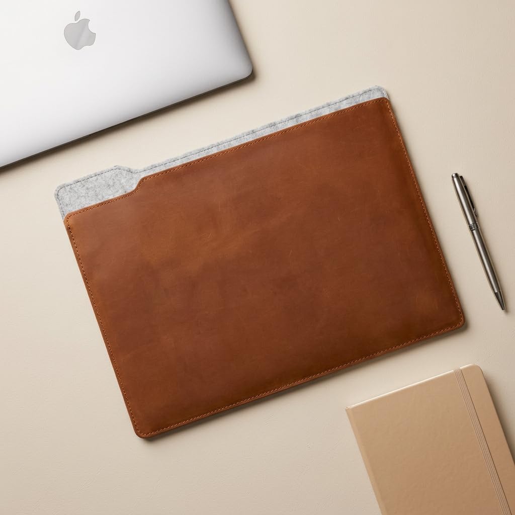 TORAKIP Genuine Leather Document Case 9" x 12" – Slim Portfolio Folder for Papers, Contracts & Files, Handmade Leather Organizer for Office & Travel, Warm Brown