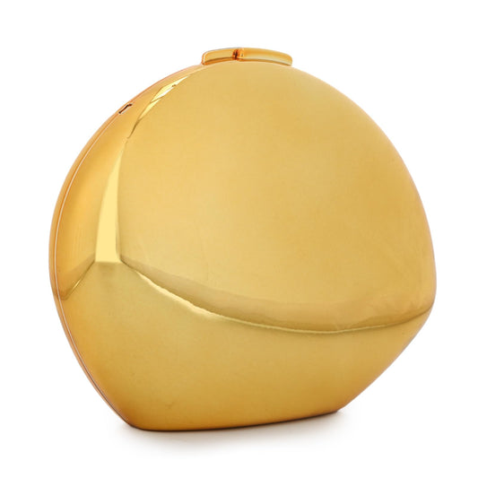 LUI SUI Women Gold Acrylic Clutch Purse Evening Bag, Pebble Glossy Metallic Shoulder Handbag, Shell Clutch for Wedding Party