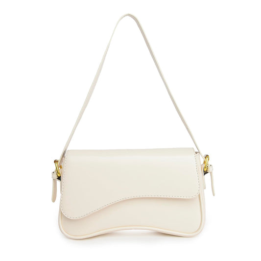 Shoulder Bag for women Clutch Purse Handbag PU Leather Tote Bag with 2 Removable Straps and Zipper Closure Crossbody Bags (A-White)